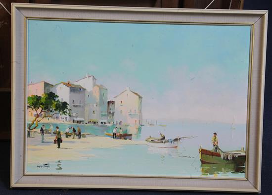 § Cecil Rochfort DOyly-John (1906-1993) Mediterranean coastal town 17.5 x 25.5in.